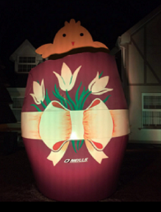 Largest Easter Egg in the World at night time